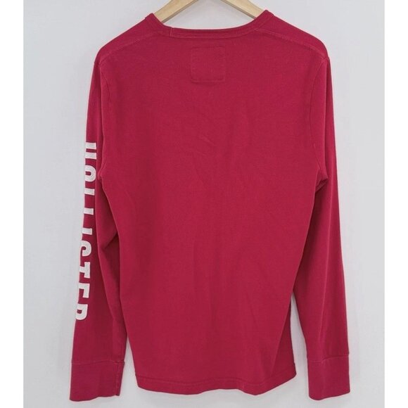 Hollister Red Embroidered Logo Crew Neck Long Sleeve T-Shirt Size XS Preppy - Picture 2 of 8